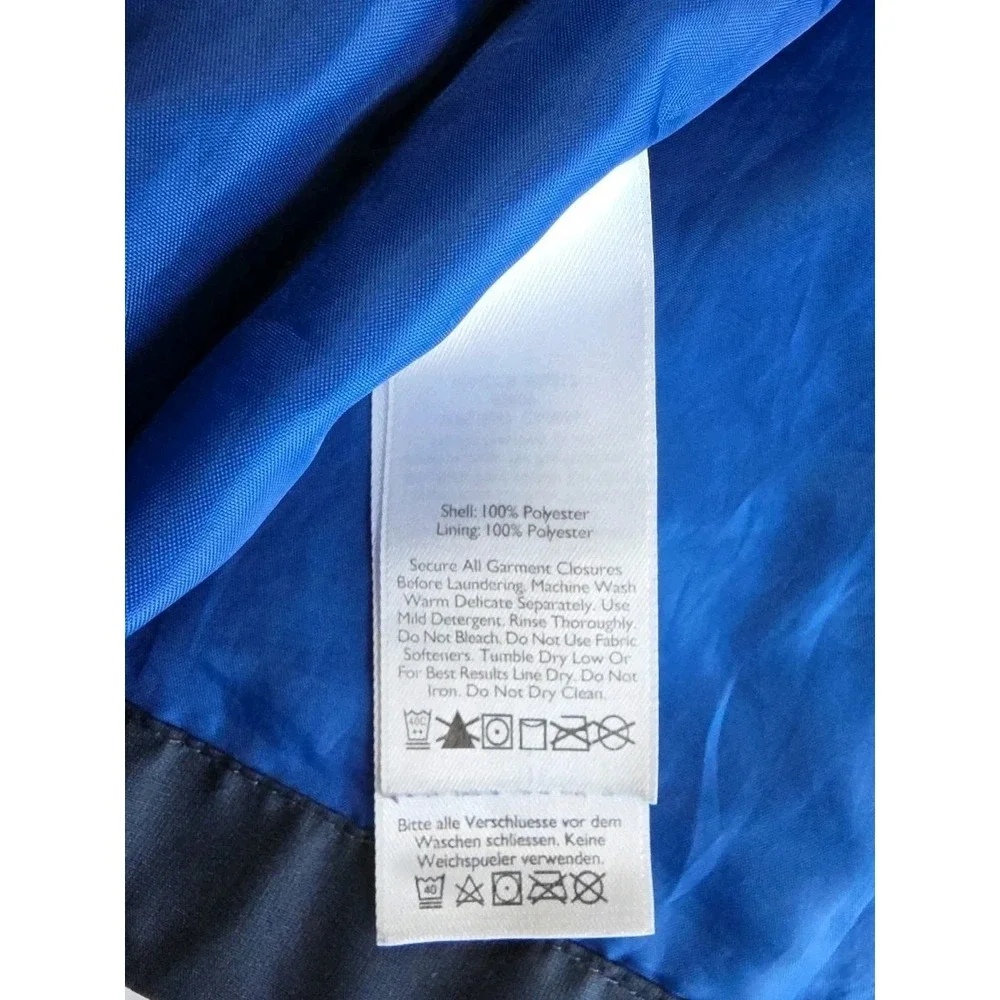 Eddie Bauer Rain Jacket Windbreaker Boys L 12 Blue Hooded Coastal Weatheredge